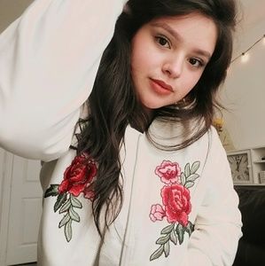 Rose Stitched Vanilla Bomber Jacket